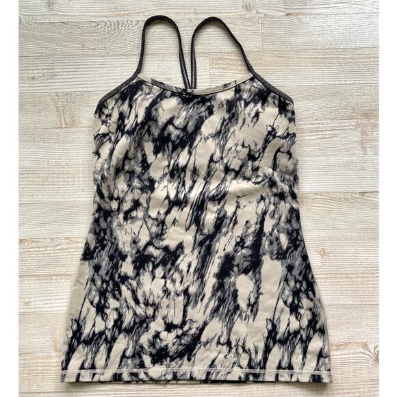 lululemon athletica Tops - Lululemon Power Y Tank Top in Luon‎ | Black/Tan Marble Size 6